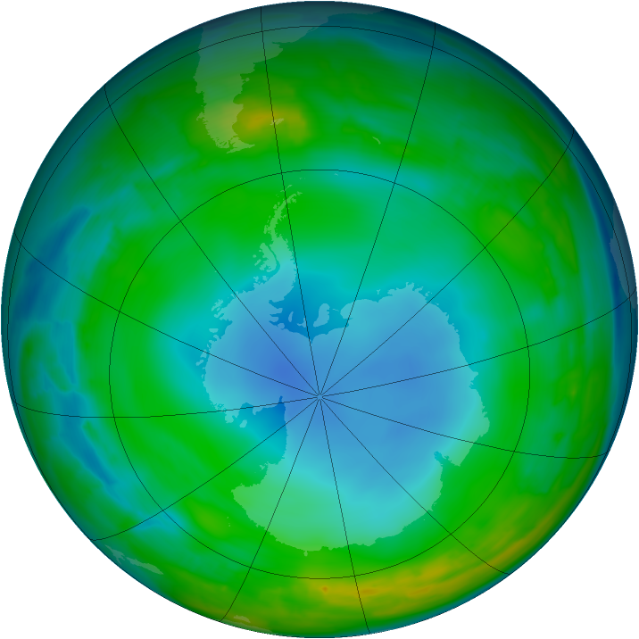 Antarctic ozone map for 24 June 2014